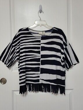 Chicos Fringed Graphic Top